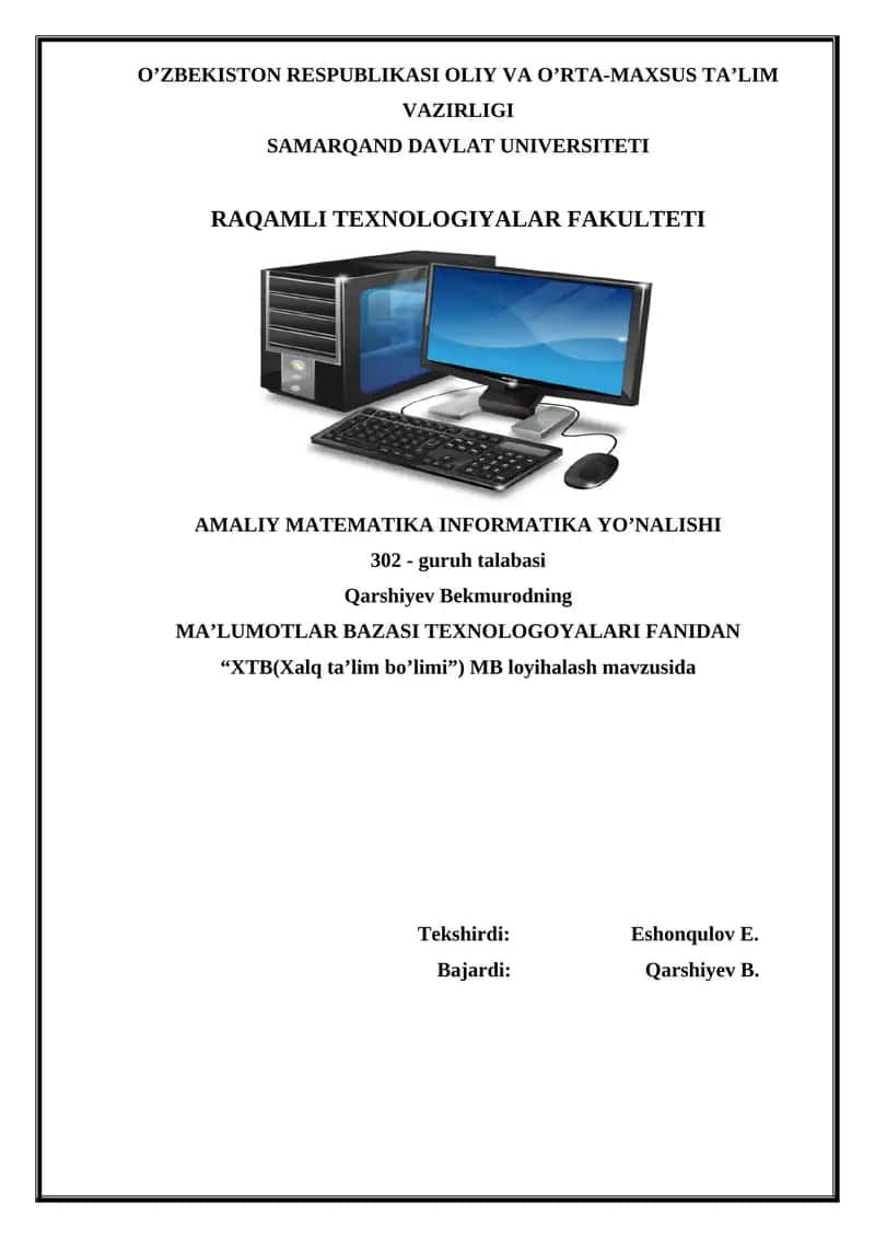 Mantiqiy ma'lumotlar bazasi modeli 1