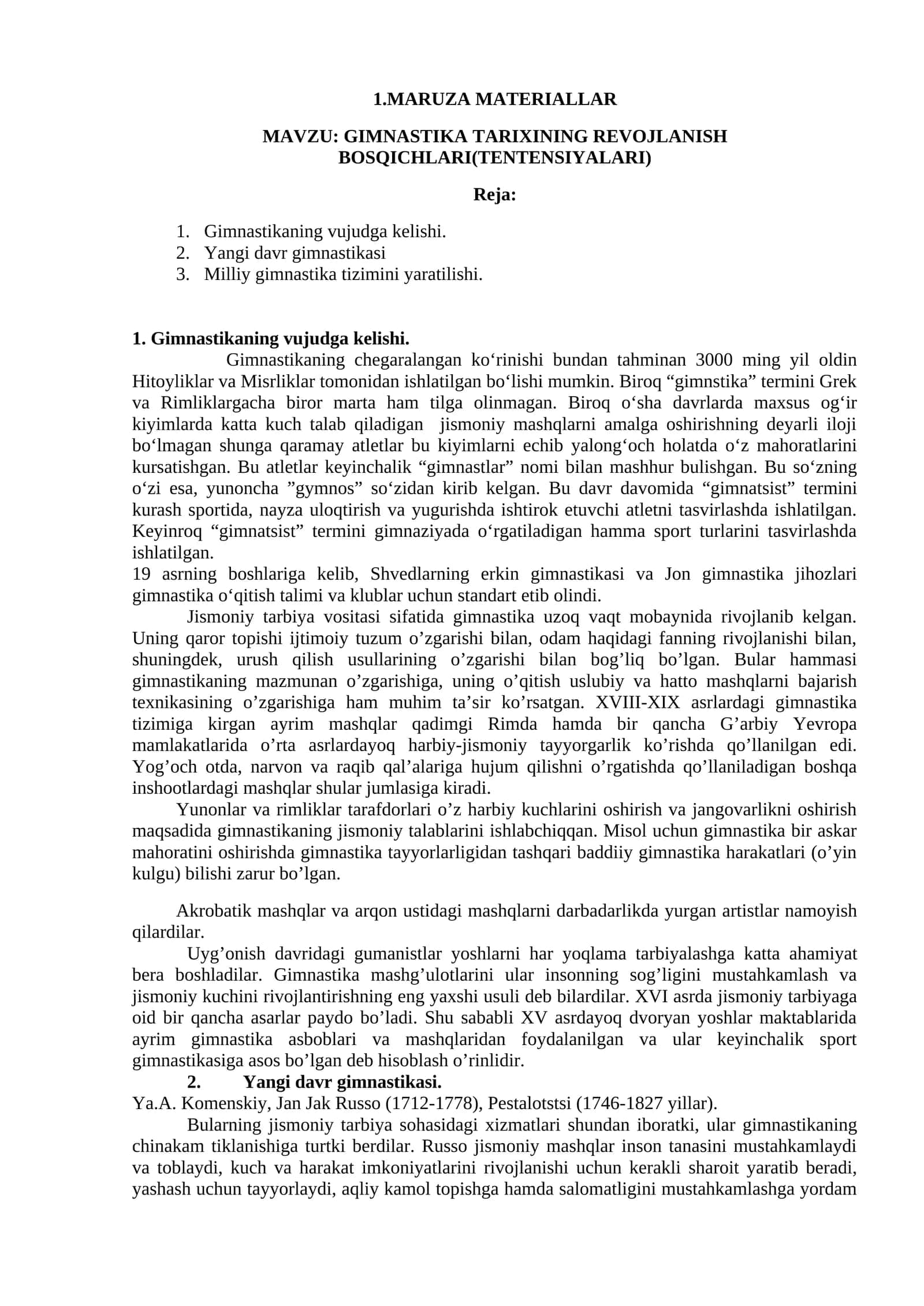 GIMNASTIKA TARIXINING REVOJLANISH BOSQICHLARI(TENTENSIYALARI) 1