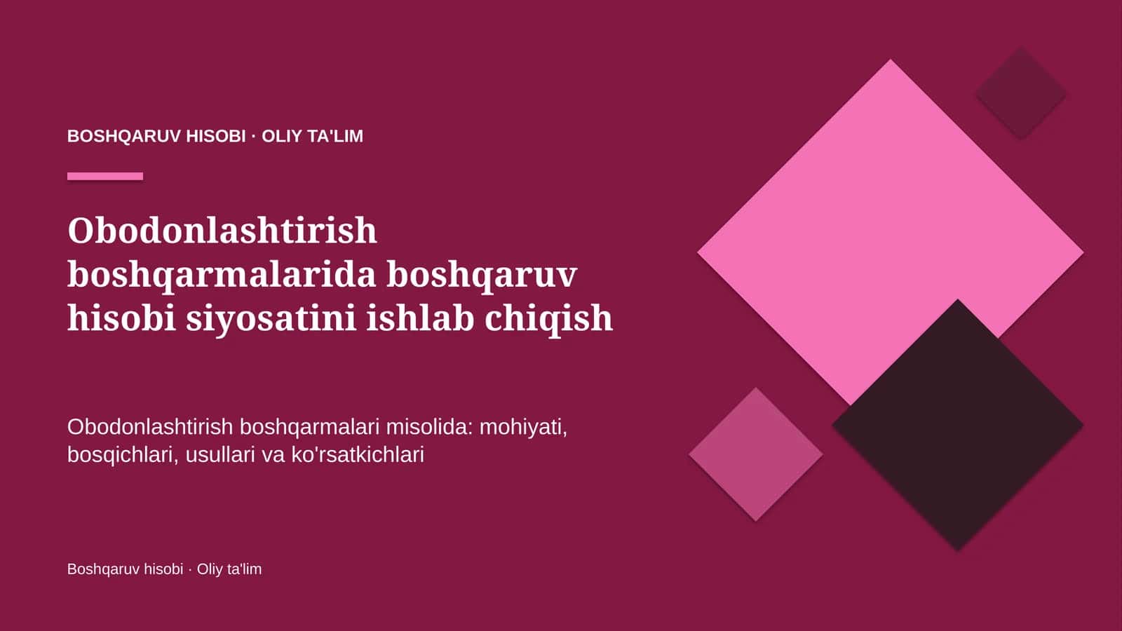 obodonlashtirish boshqarmalarida boshqaruv hisobi siyosatini ishlab chiqish 6302 1
