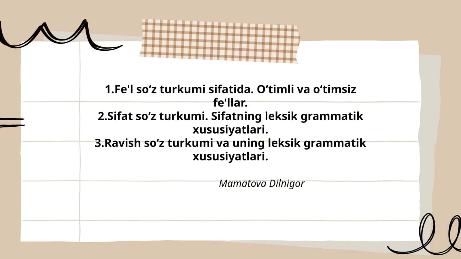 Fe'l soʻz turkumi sifatida 1