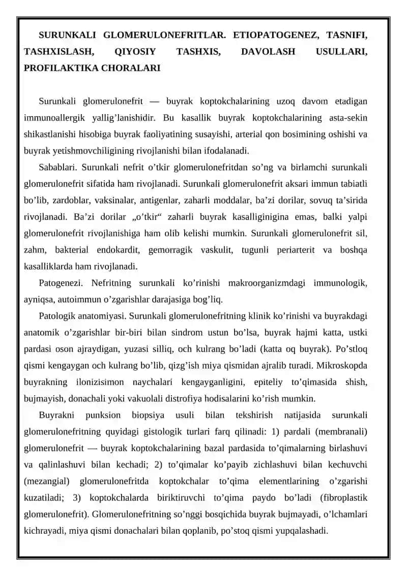 Surunkali Glomerulonefritlar