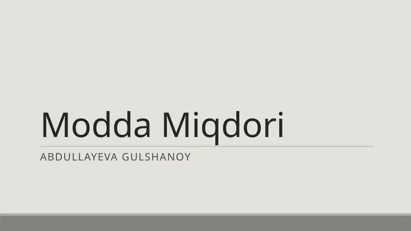 Kimyo moddalarining miqdori 1