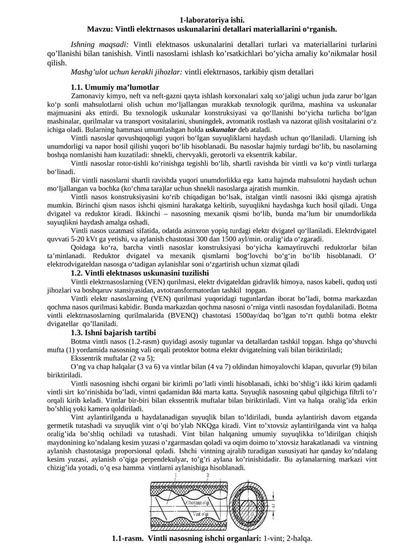 Vintli elektrnasos uskunalarini detallari materiallarini o‘rganish 1