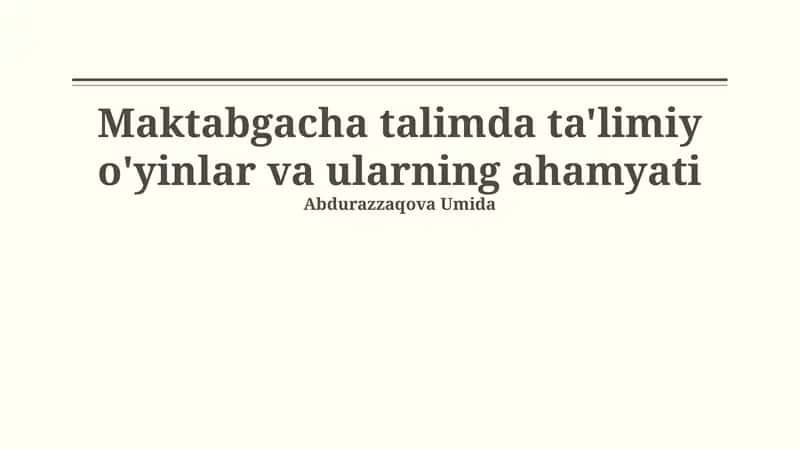 O'yinlarni tanlash mezonlari 1