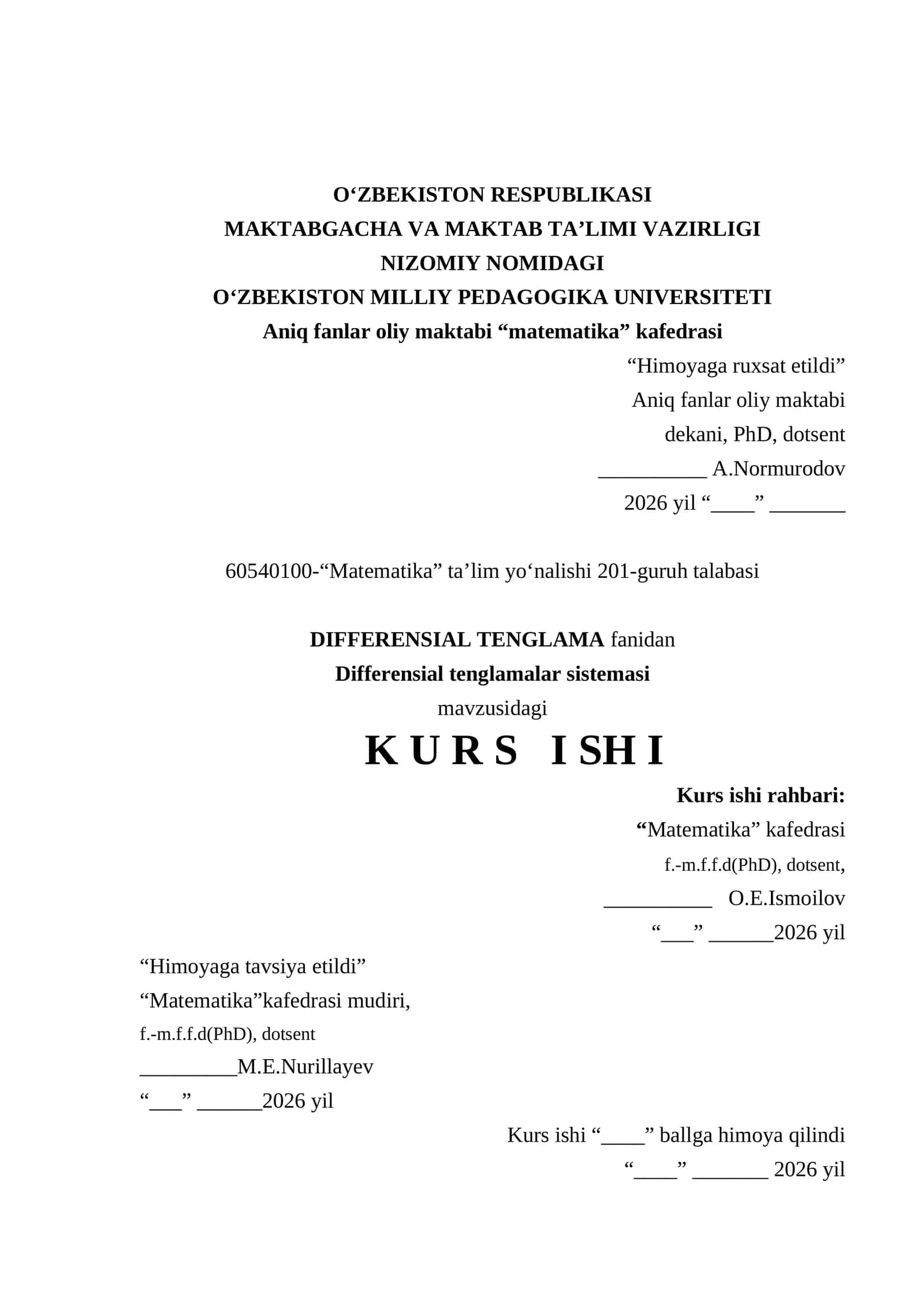 Differensial tenglamalar sistemasi 1