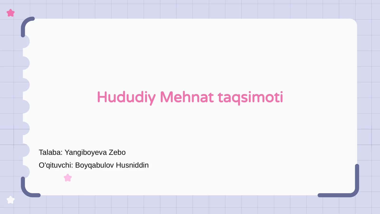 Hududiy Mehnat taqsimoti 1