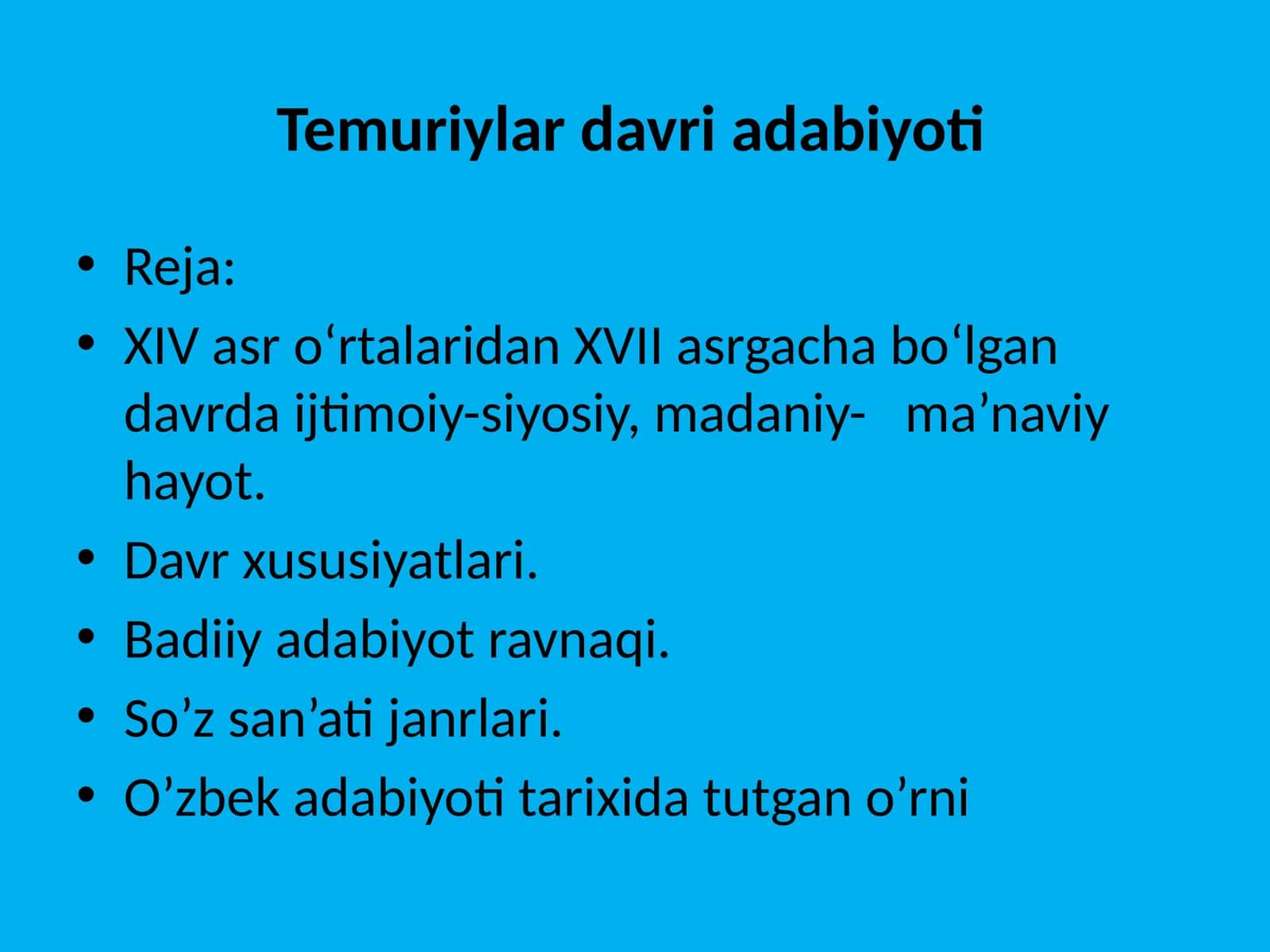 Temuriylar davri adabiyoti 1