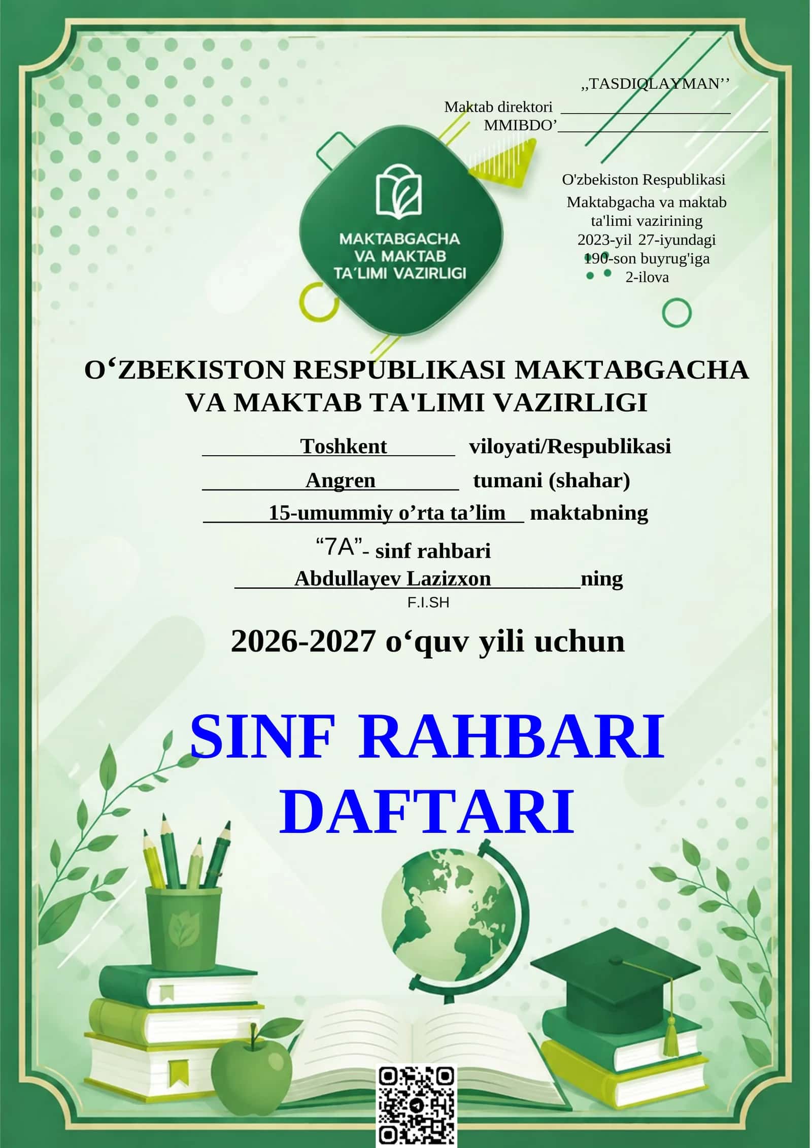 SINF O'QUVCHILARI HAQIDA UMUMIY MA'LUMOT 1