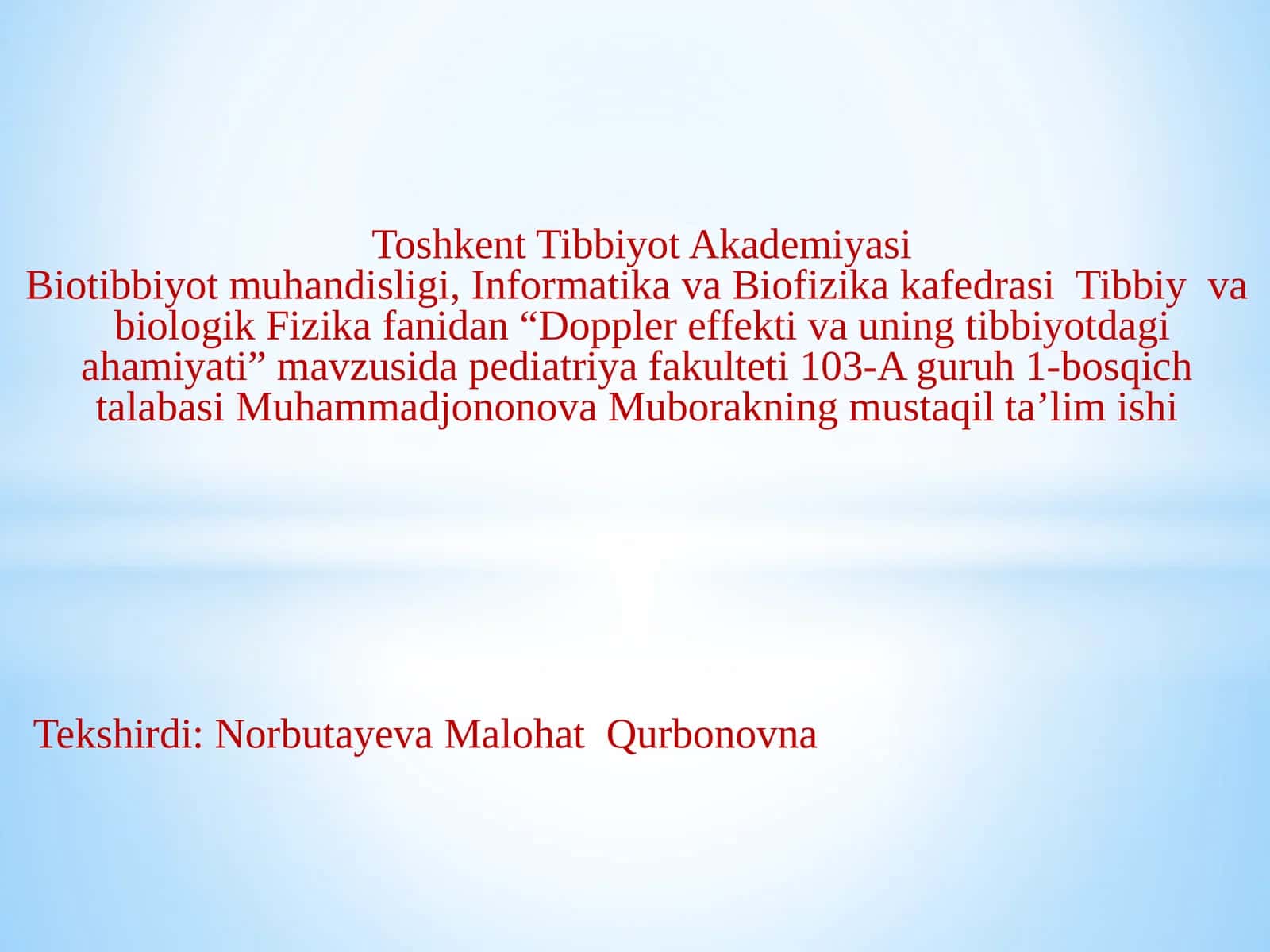 Doppler effekti va uning tibbiyotdagi ahamiyati 1