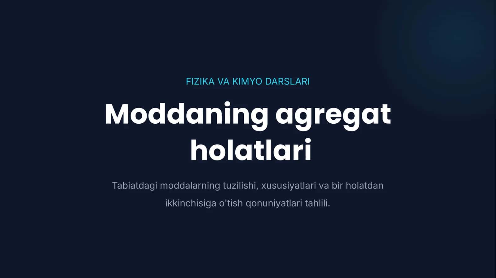Moddaning agregat holatlari 1