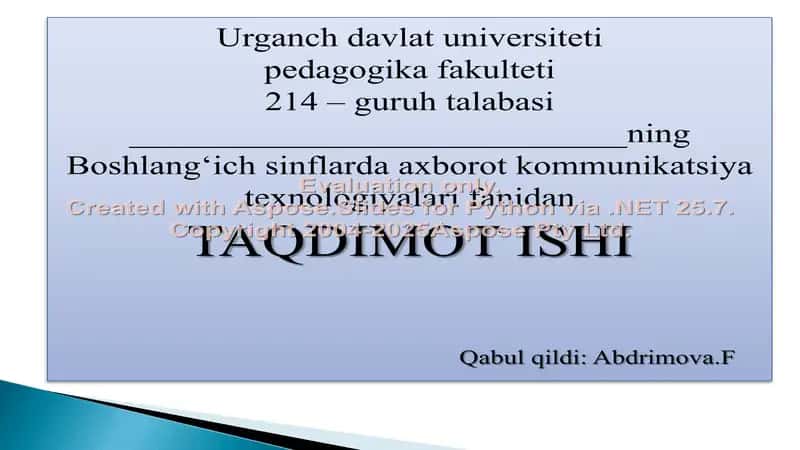 Kompyuterda foydalanuvchiga mos muhitni tashkil etish, texnik xavfsizlik 1