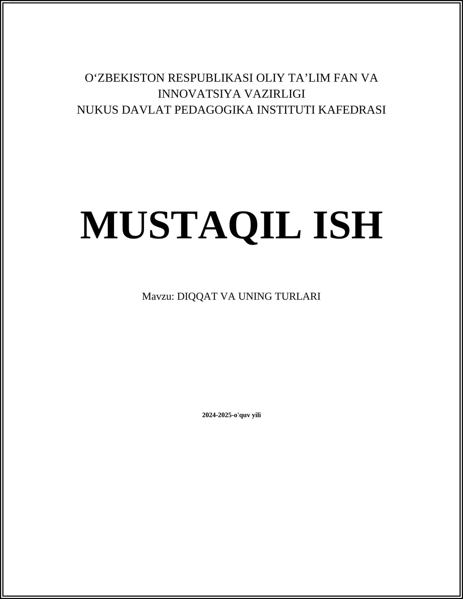 DIQQAT VA UNING TURLARI 1