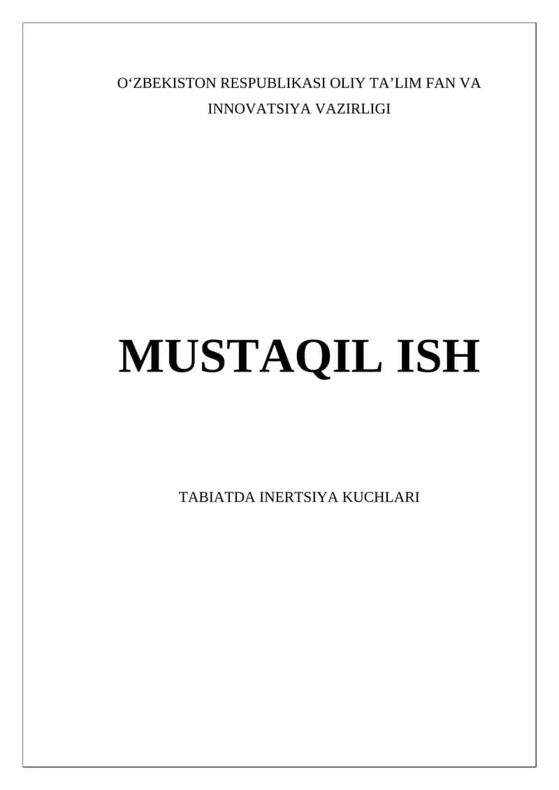 Inersiya kuchlarining asosiy nazariy asoslarini o'rganish 1