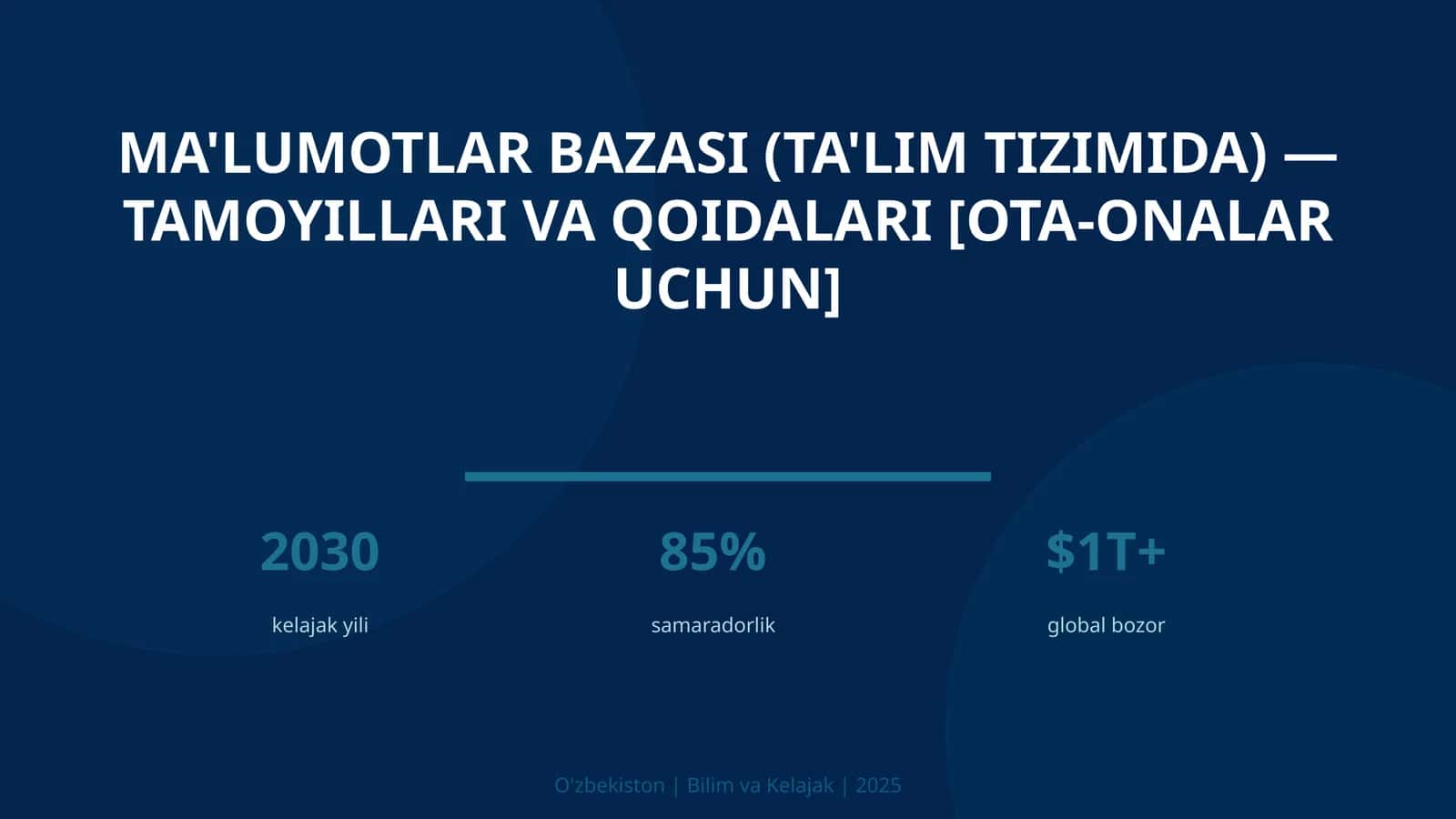 MA'LUMOTLAR BAZASI (TA'LIM TIZIMIDA) — TAMOYILLARI VA QOIDALARI [OTA-ONALAR UCHUN] 1