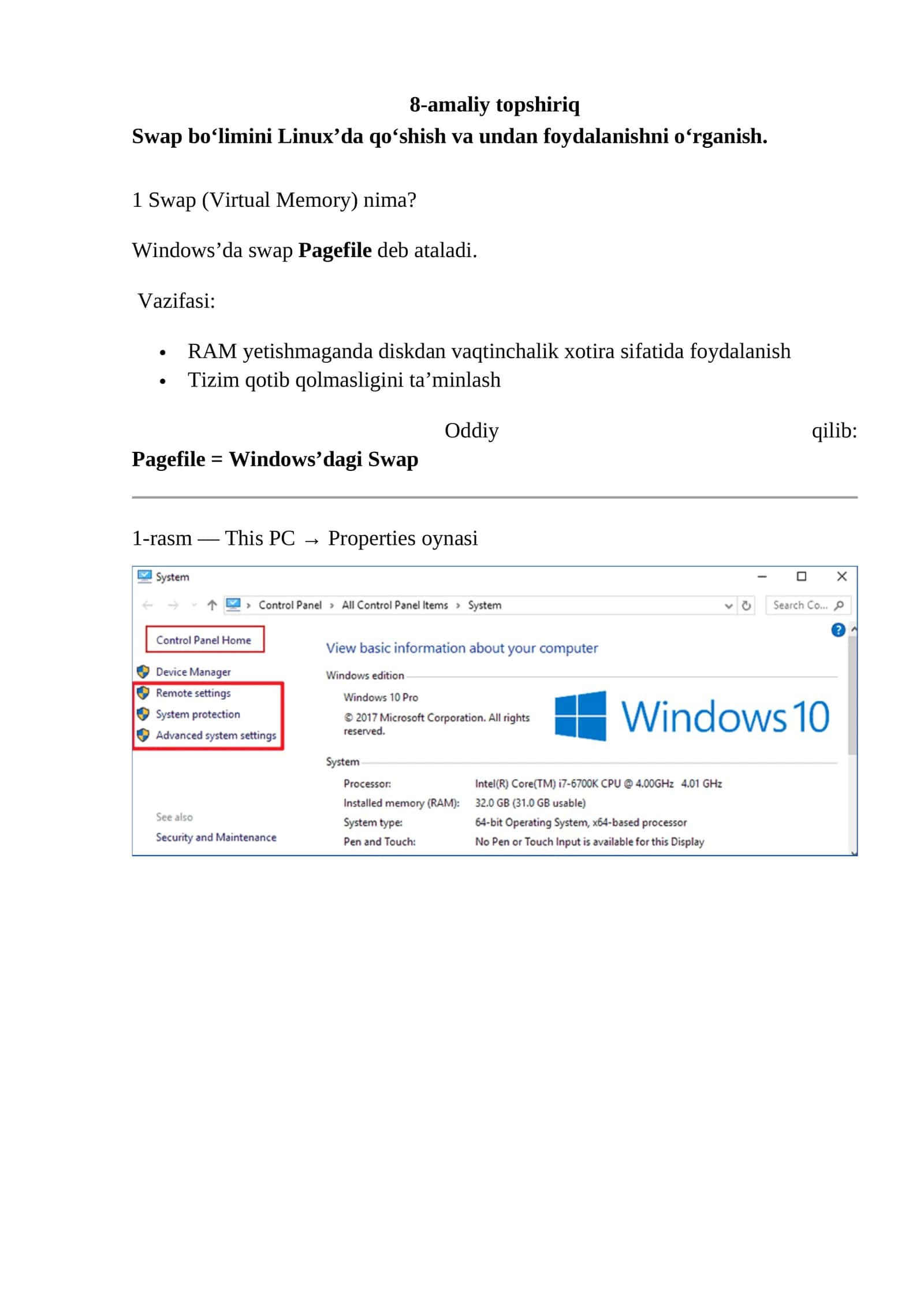 Swap (Linux’da qo‘shish va undan foydalanishni o‘rganish) 1