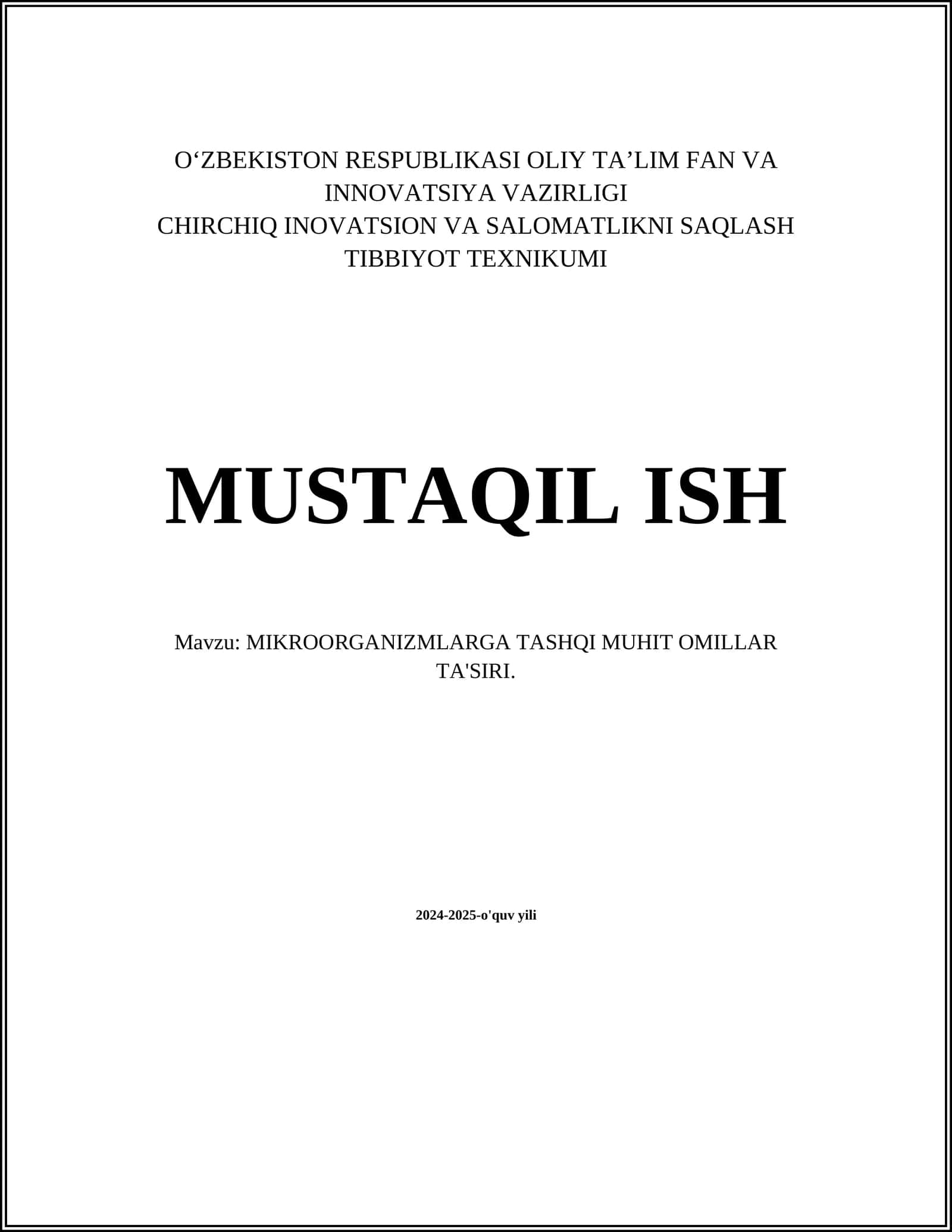 MIKROORGANIZMLARGA TASHQI MUHIT OMILLAR TA'SIRI 1