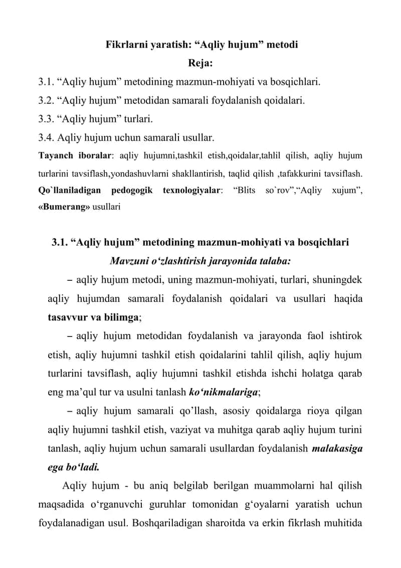 Fikrlarni yaratish: “Aqliy hujum” metodi 1
