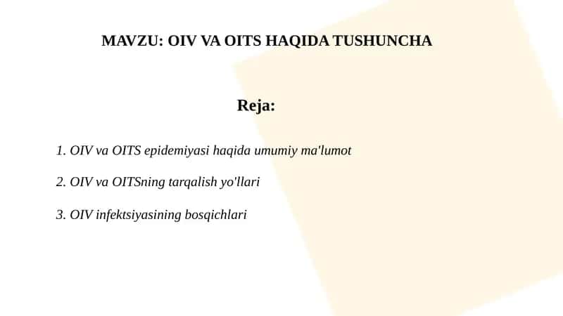 OIV va OITS haqida tushuncha 1
