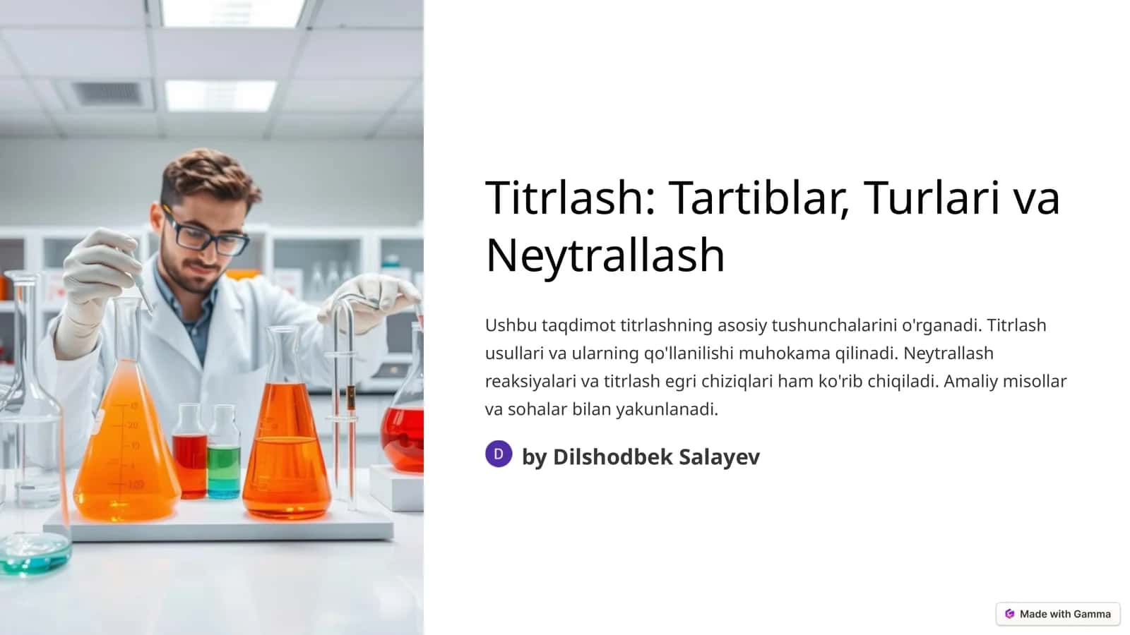 Titrlash, Turlari va Neytrallash 1