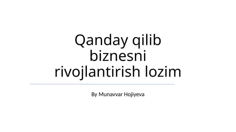 Biznesni rivojlantirish strategiyalari 1