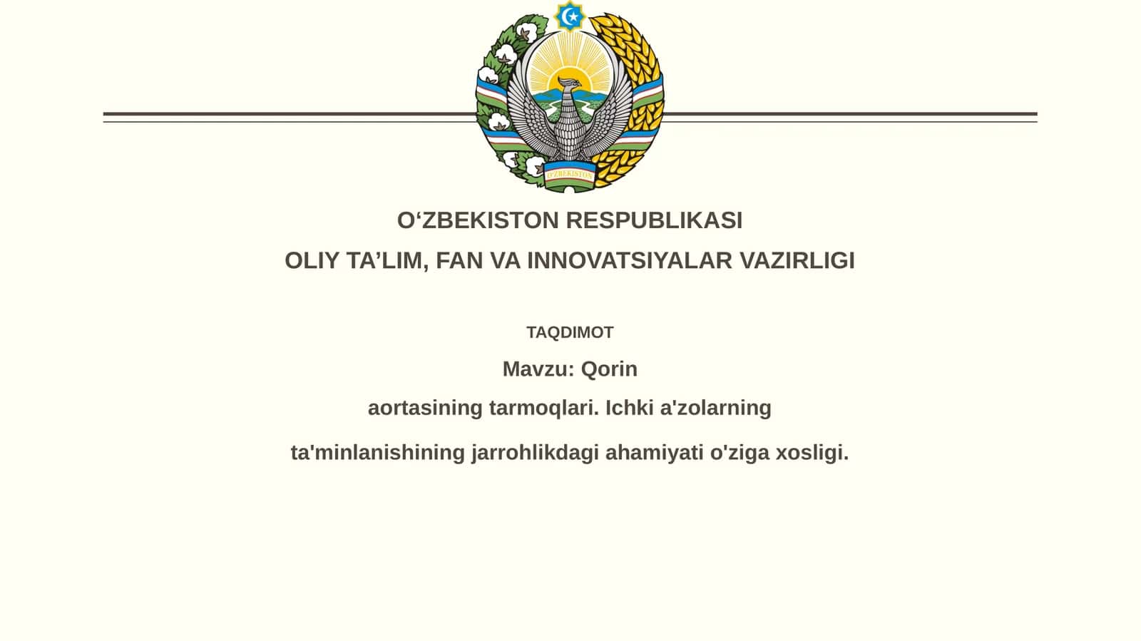 Qorinaortasining Tarmoqlari 1