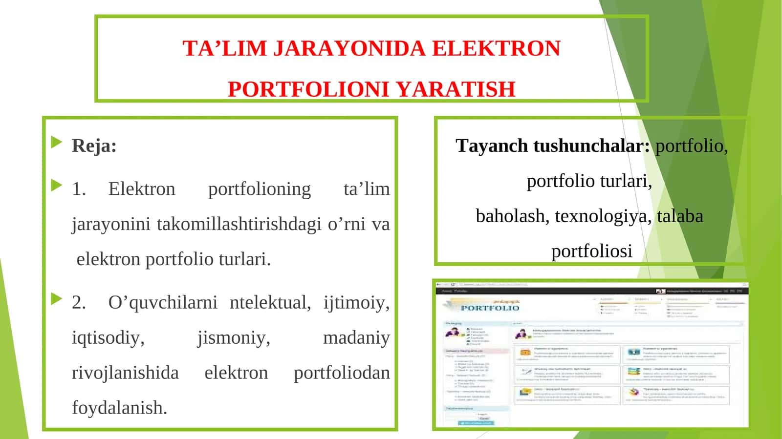 TA’LIM JARAYONIDA ELEKTRON PORTFOLIONI YARATISH 1