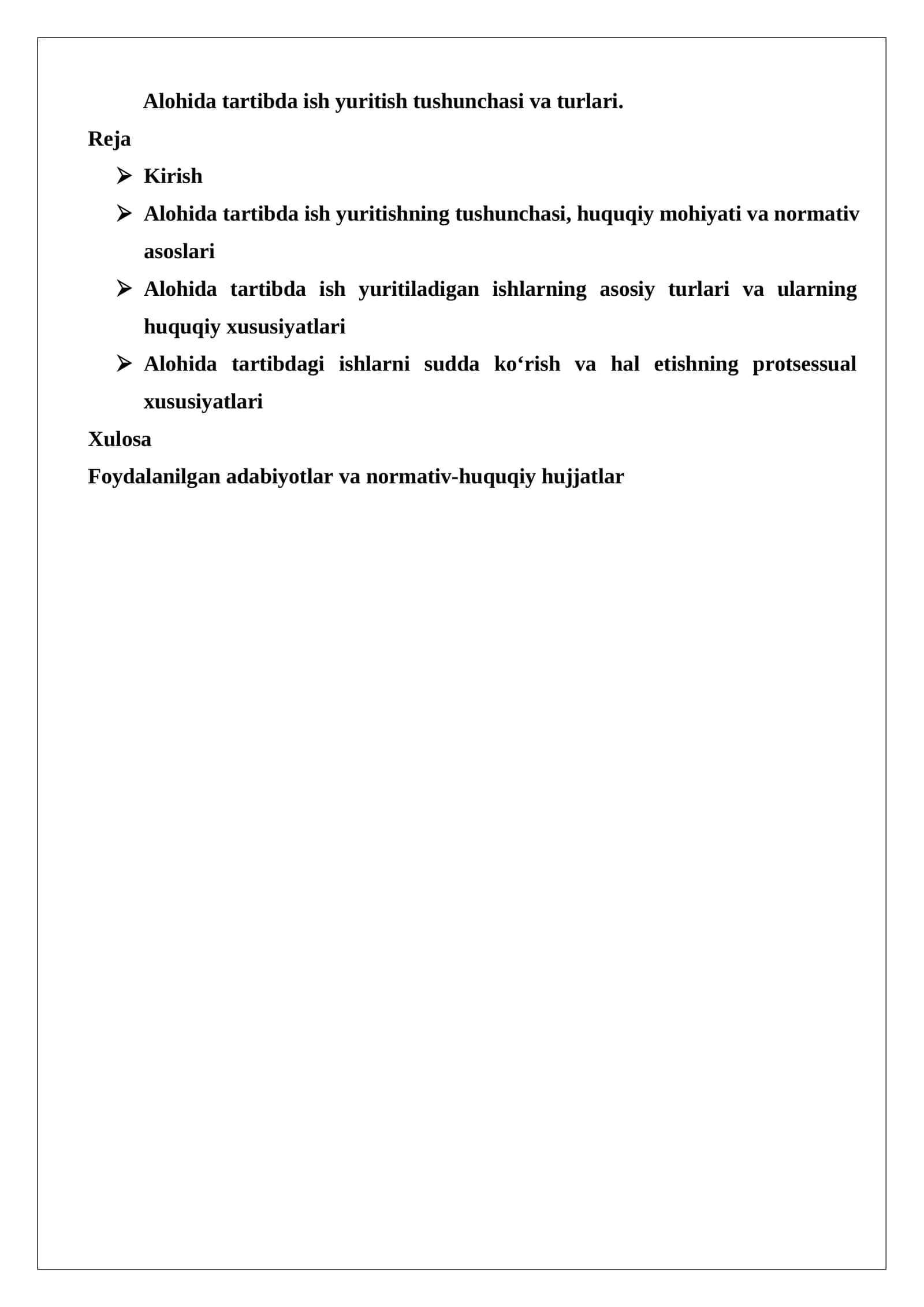 Alohida tartibda ish yuritish tushunchasi va turlari 1