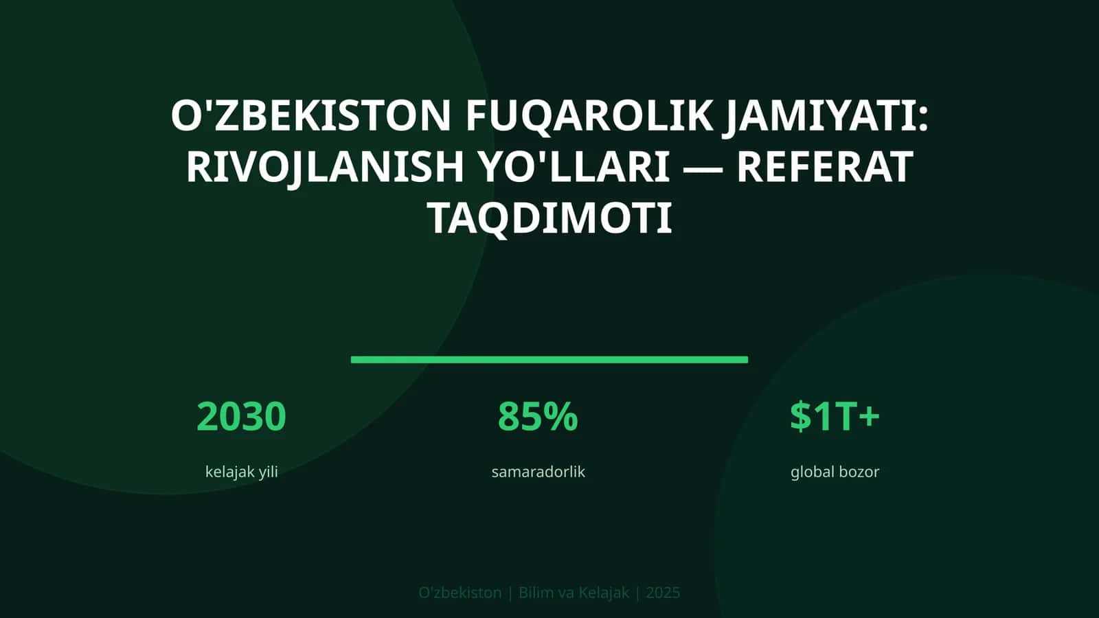 O'zbekiston fuqarolik jamiyati: rivojlanish yo'llari — referat taqdimoti 1