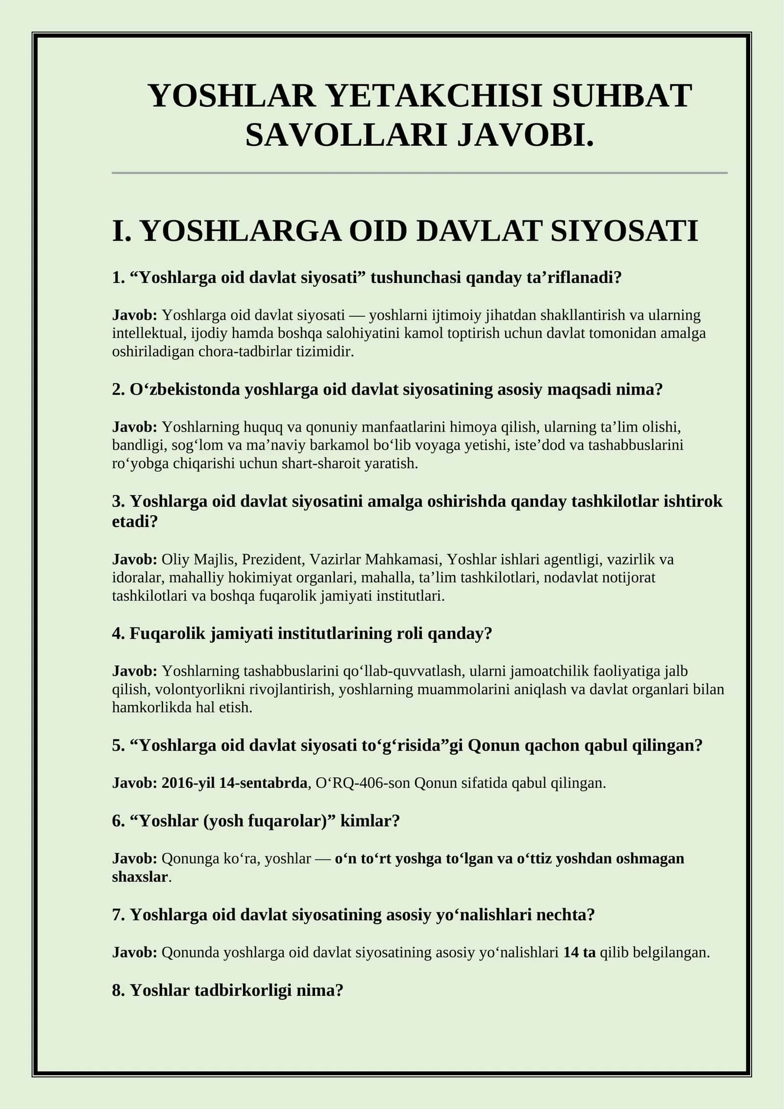 ARGOS YOSHLAR YETAKCHISI SUHBAT SAVOLLARIGA JAVOB 2026 (ASOSLARI BILAN) 1