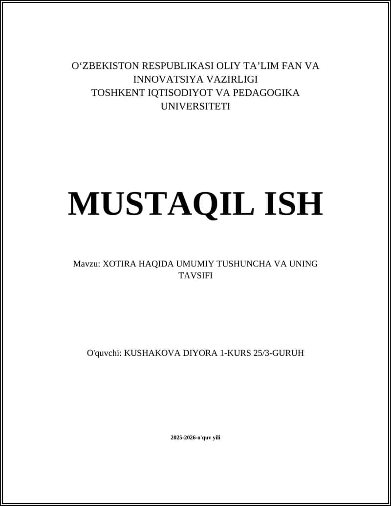 Xotira tushunchasi va taʼrifi 1