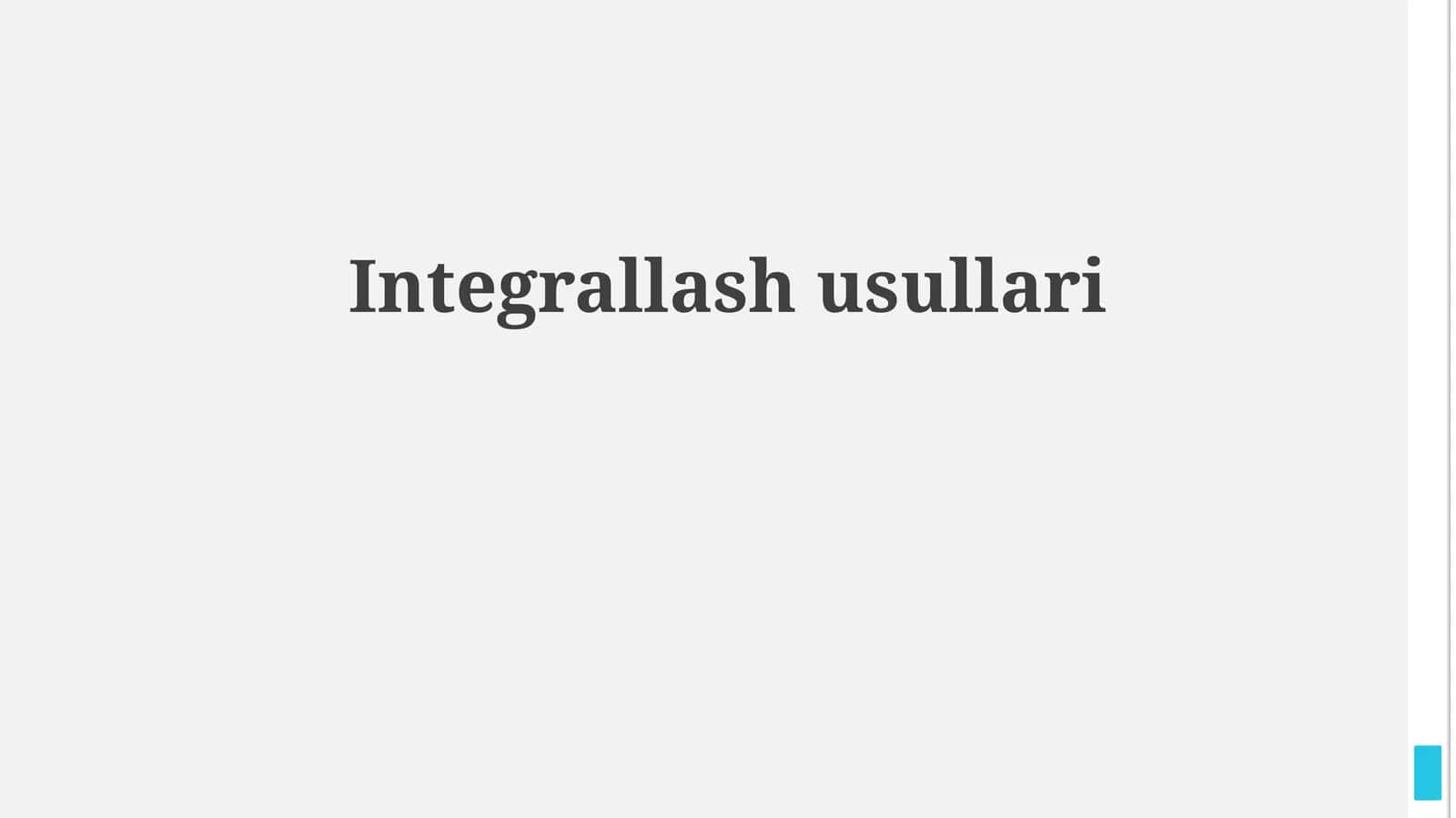 Integrallash usullari 1
