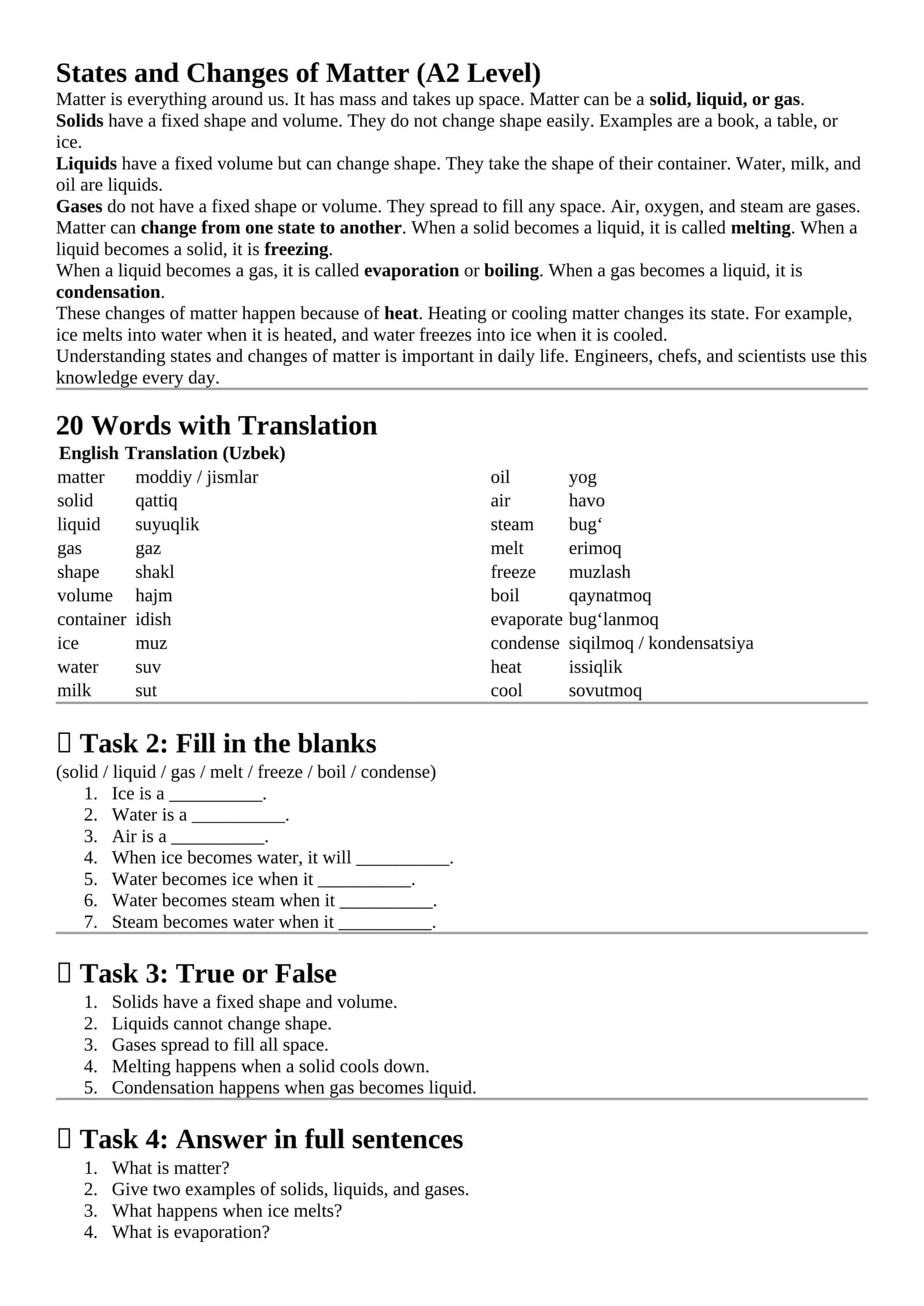 States and Changes of Matter (A2 Level) 1
