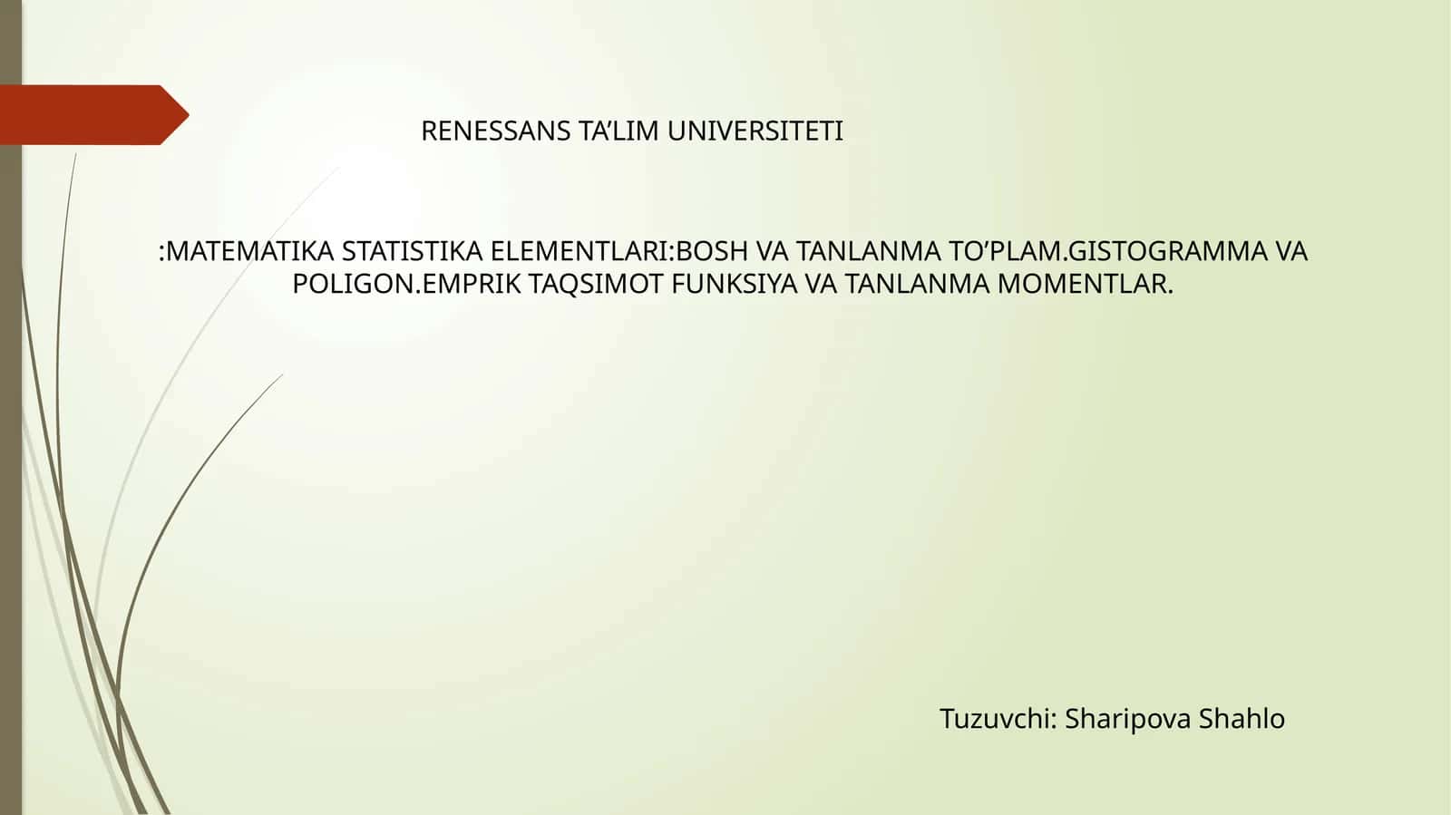 MATEMATIKA STATISTIKA ELEMENTLARI 1