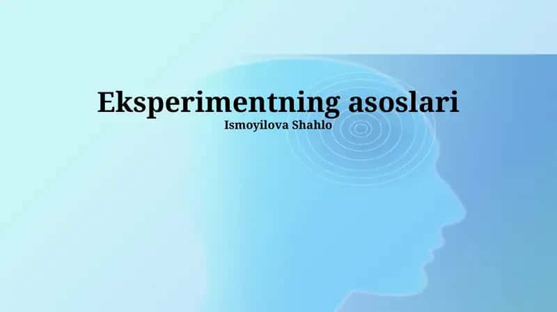 Eksperimentning asoslari 1