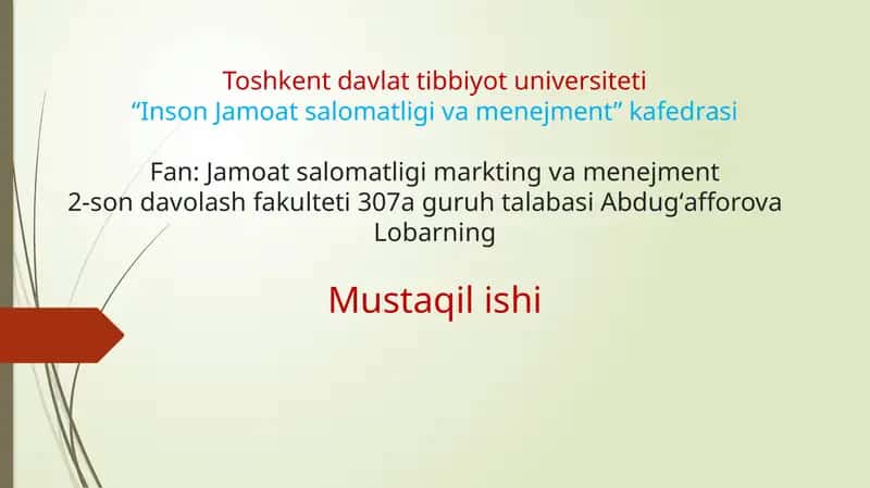 Statistik Tadqiqotlar natijalarini baholash 1