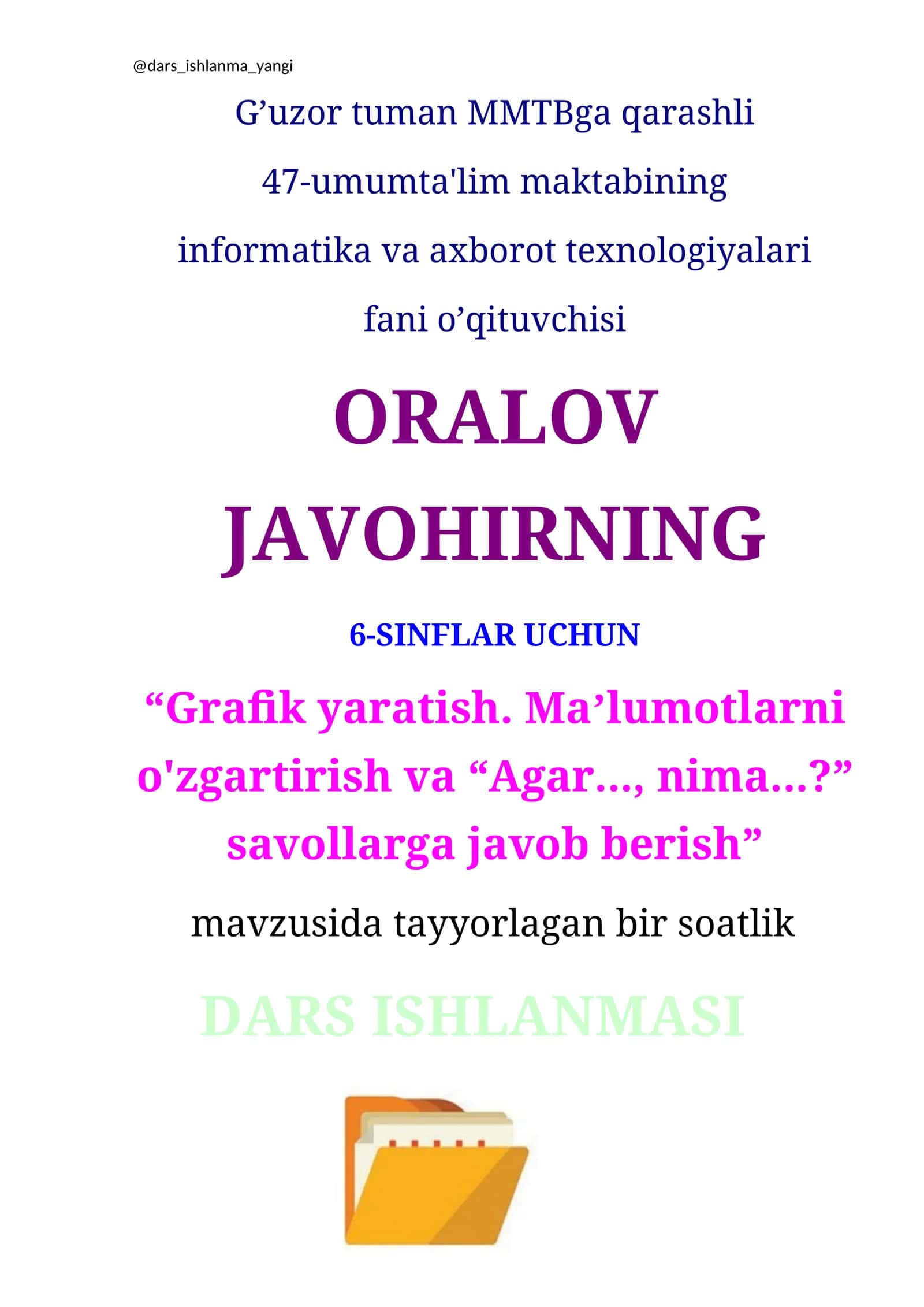 Grafik yaratish. Maʼlumotlarni o'zgartirish va “Agar..., nima...?” savollarga javob berish 1