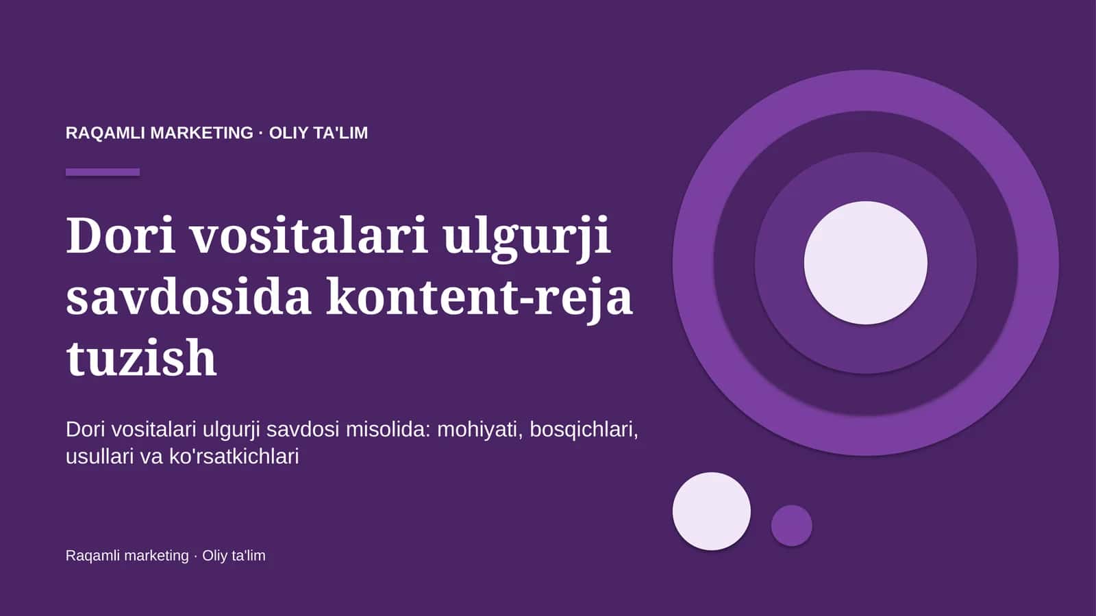 Dori vositalari ulgurji savdosida kontent-reja tuzish 1