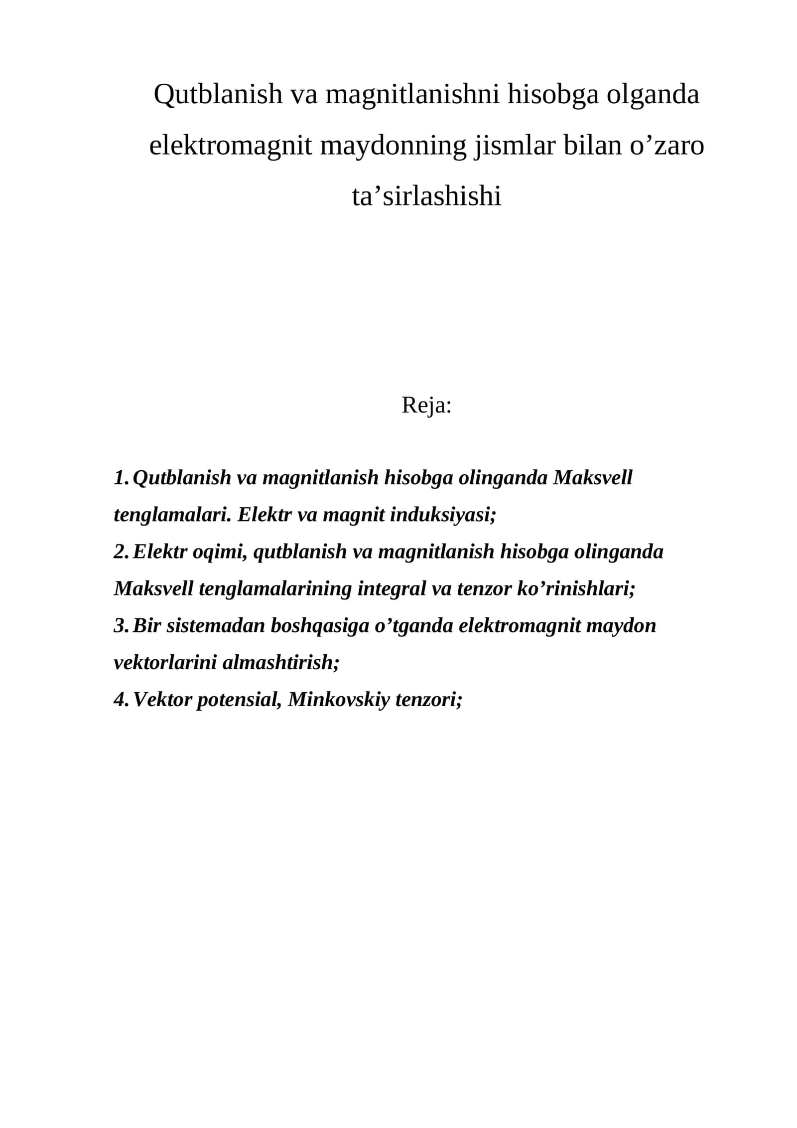 Magnitlanish va qutblanish 1