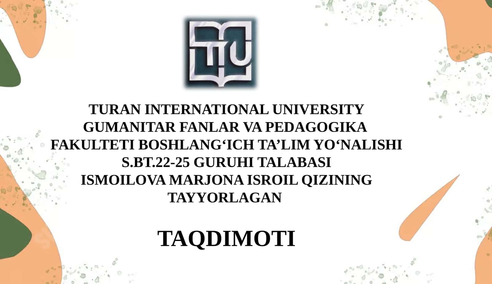 3-sinf “Tabiiy fan” darslarini tahlil qilish va taqriz yozish 1