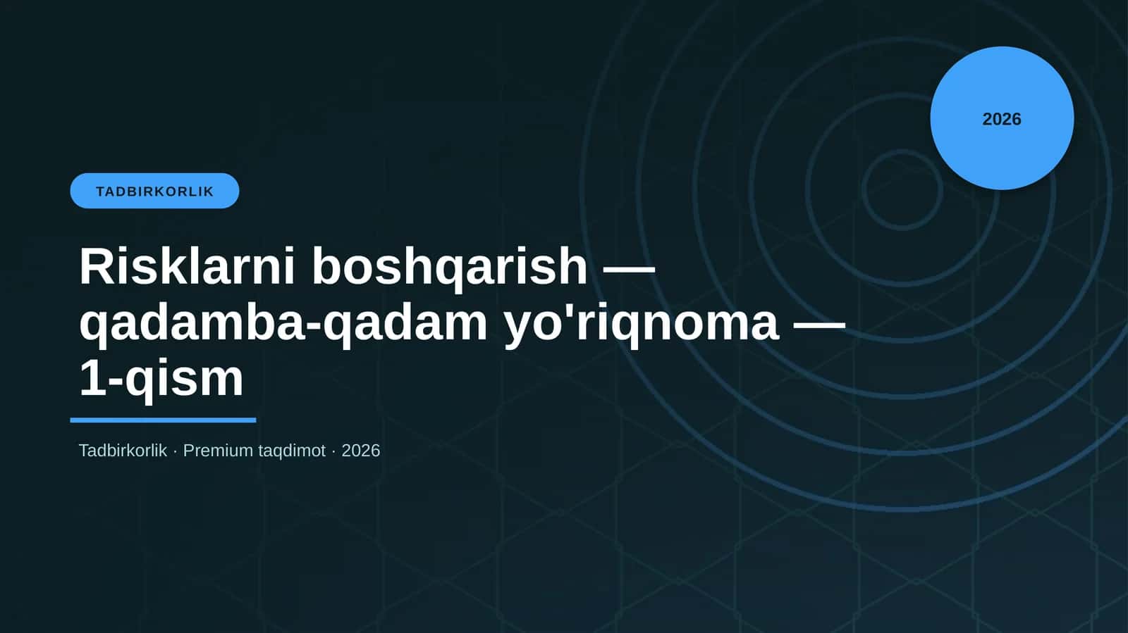 Risklarni boshqarish — qadamba-qadam yo'riqnoma — 1-qism 1