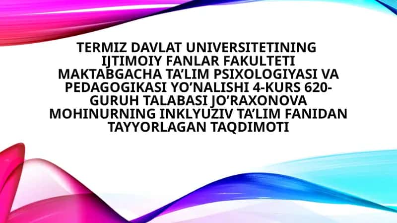 Maktabgacha ta’lim psixologiyasi va pedagogikasi 1