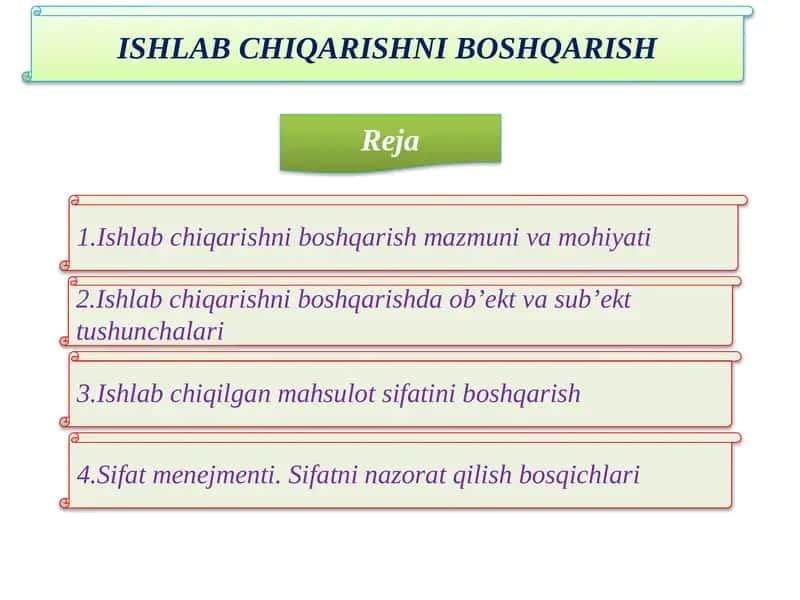 ISHLAB CHIQARISHNI BOSHQARISH 1