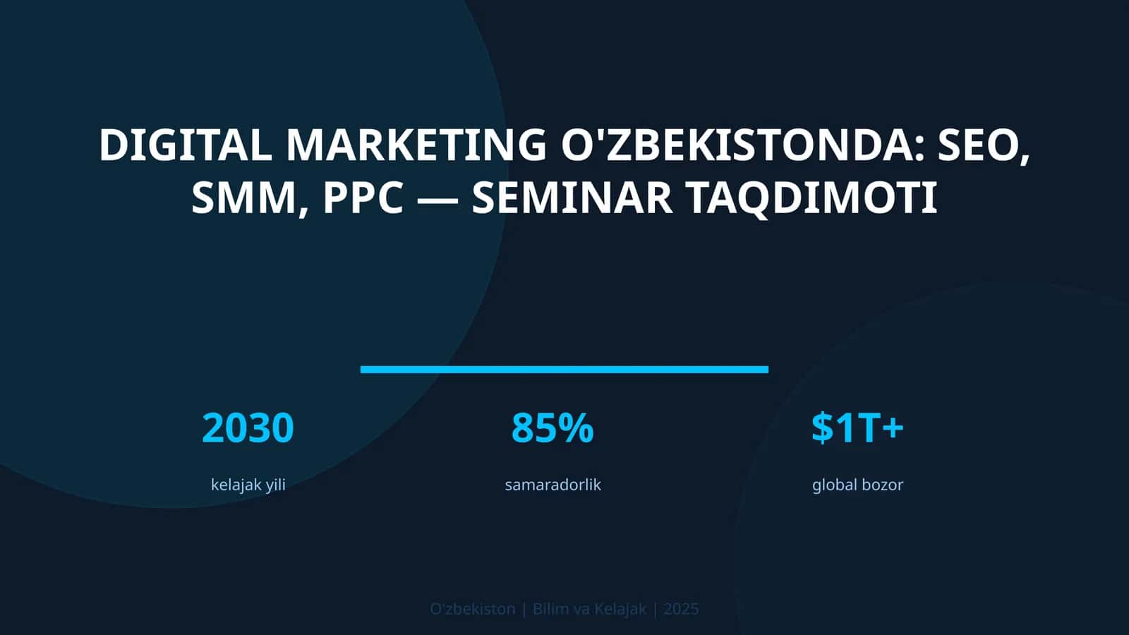 Digital marketing O'zbekistonda: SEO, SMM, PPC — seminar taqdimoti 1