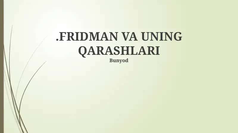 Fridman va uning qarashlari 1