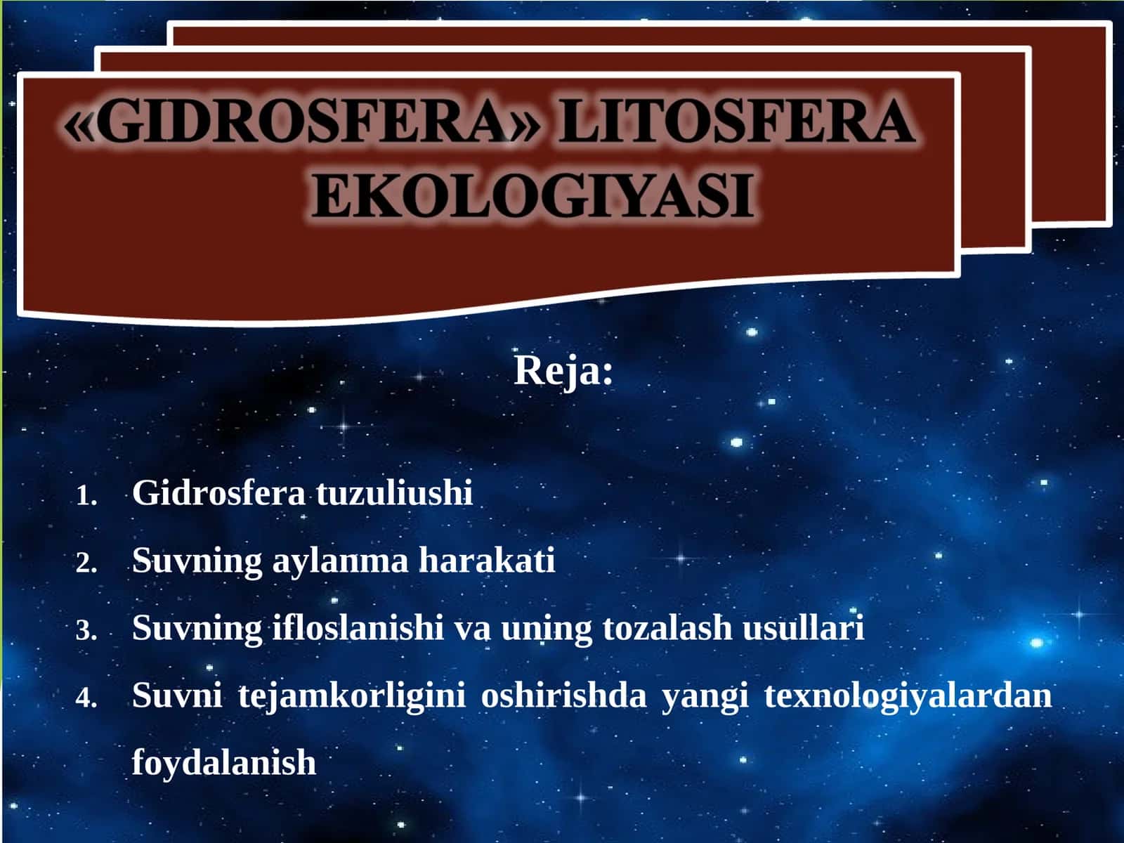 GIDROSFERA NIMA? 1