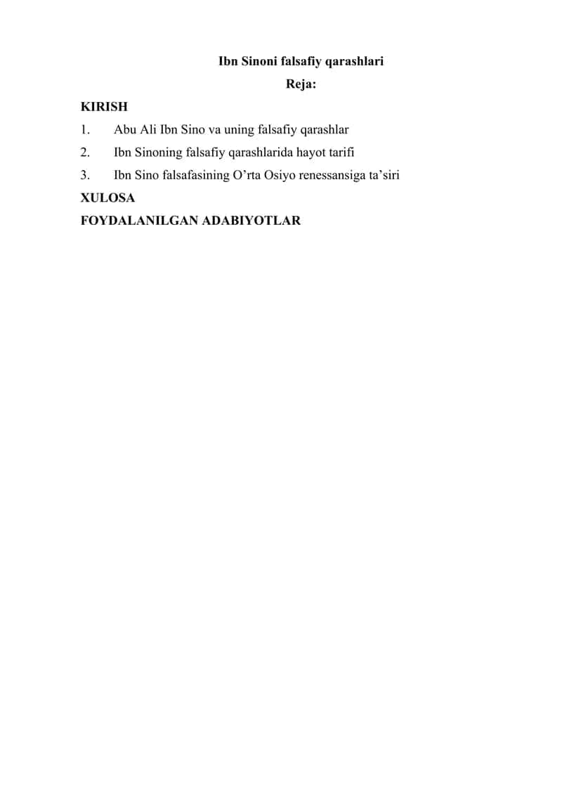 Ibn Sinoni falsafiy qarashlari 1