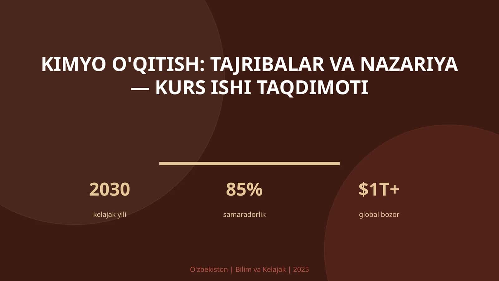 Kimyo O'qitish: Tajribalar va Nazariya - Kurs Ishi Taqdimoti 1