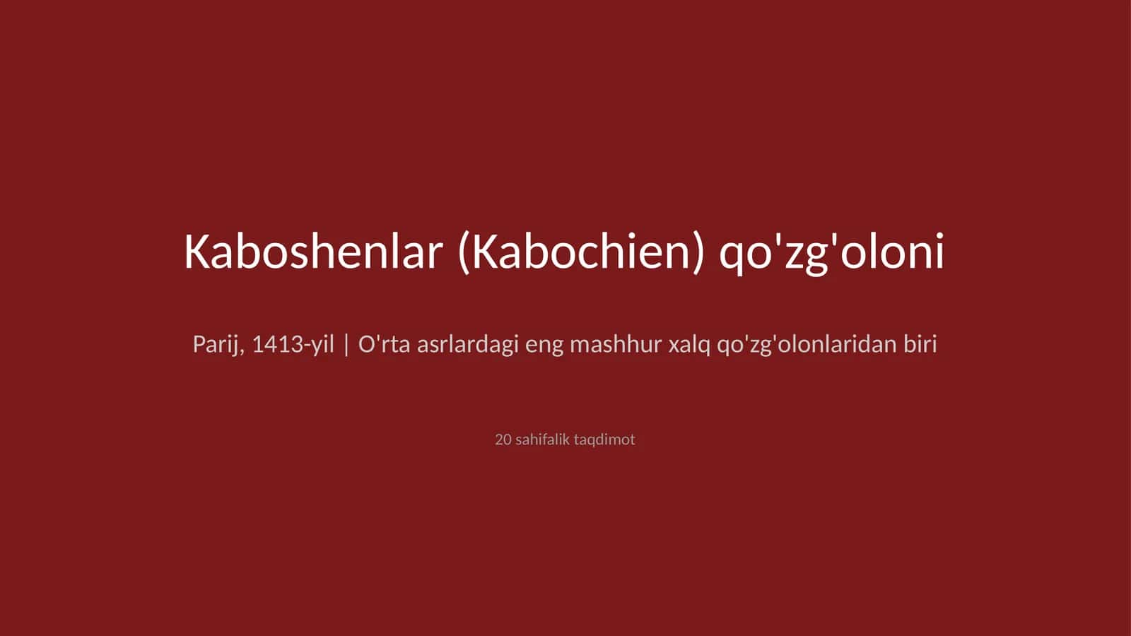 Kaboshenlar qo'zg'oloni 1