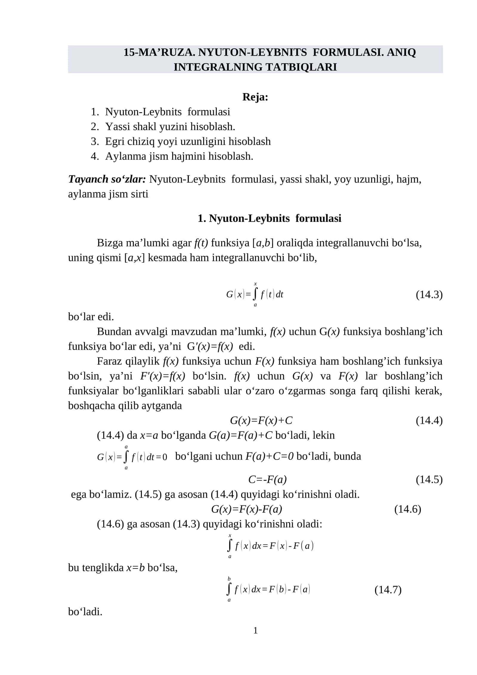 Nyuton-Leybnits formulasi 1
