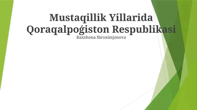 Mustaqillik Yillarida Qoraqalpoģiston Respublikasi 1